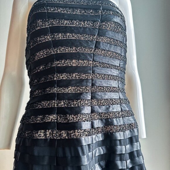 Victor & Delano Black Fit and Flare Beaded Strapless Cocktail Dress 8 - Picture 7 of 11